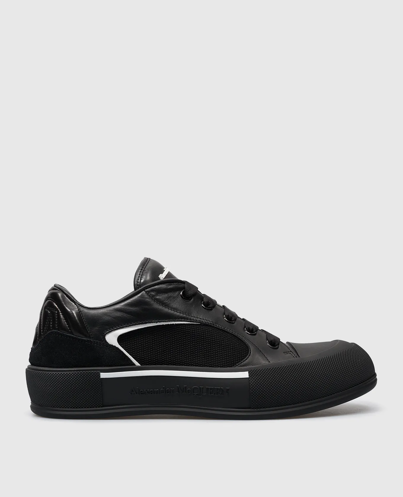 Alexander McQueen Black leather Skate Deck sneakers with logo