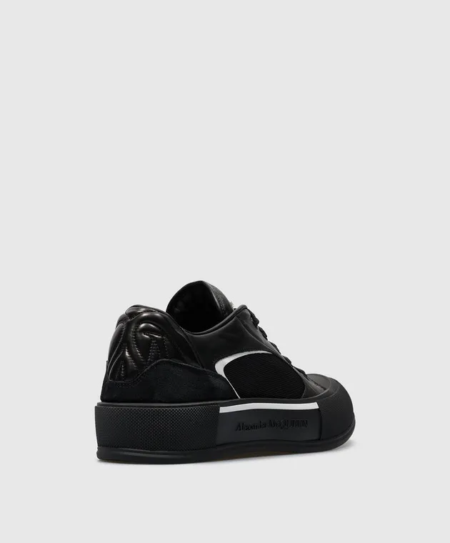 Alexander McQueen Black leather Skate Deck sneakers with logo