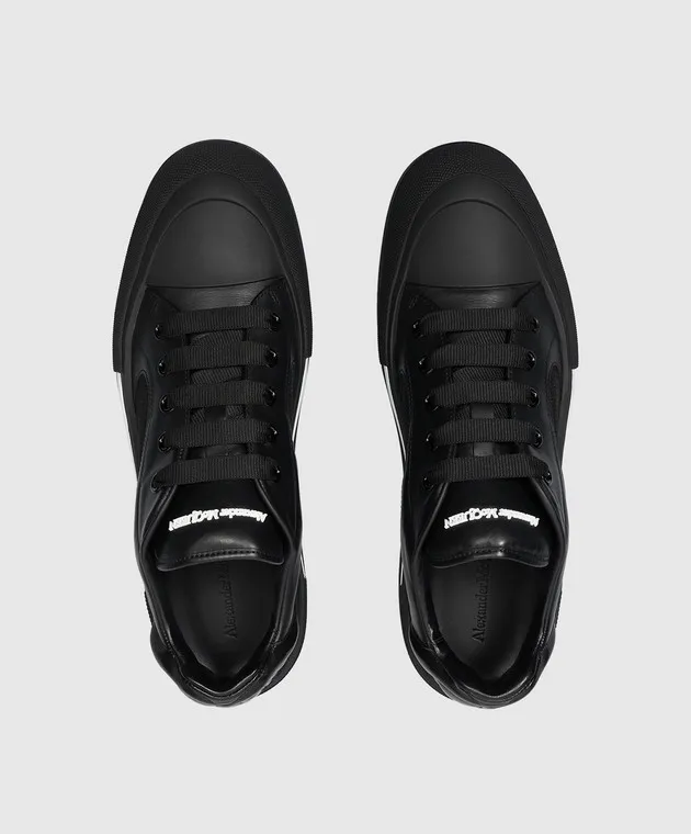 Alexander McQueen Black leather Skate Deck sneakers with logo