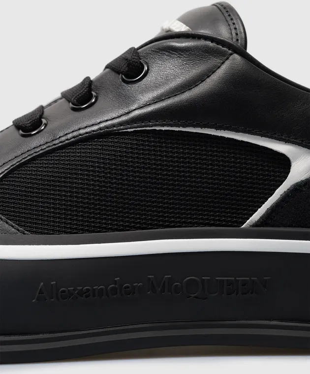 Alexander McQueen Black leather Skate Deck sneakers with logo