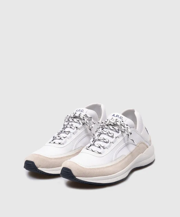 A.P.C White Run Round combo sneakers with logo