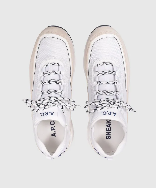 A.P.C White Run Round combo sneakers with logo