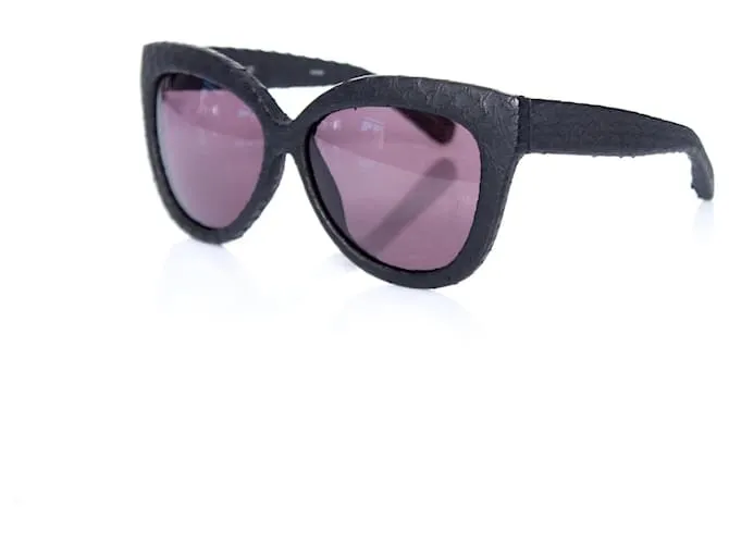 Autre Marque Linda Farrow Lujo, Gafas de sol estilo ojo de gato con piel de serpiente en negro. 