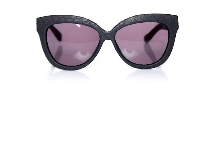 Autre Marque Linda Farrow Lujo, Gafas de sol estilo ojo de gato con piel de serpiente en negro. 