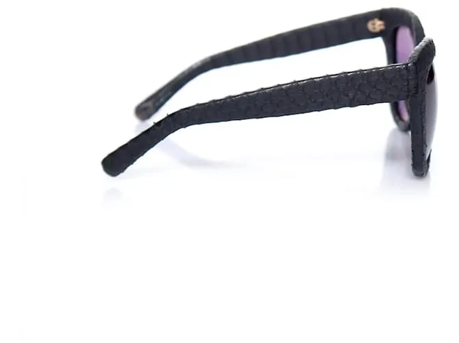 Autre Marque Linda Farrow Lujo, Gafas de sol estilo ojo de gato con piel de serpiente en negro. 