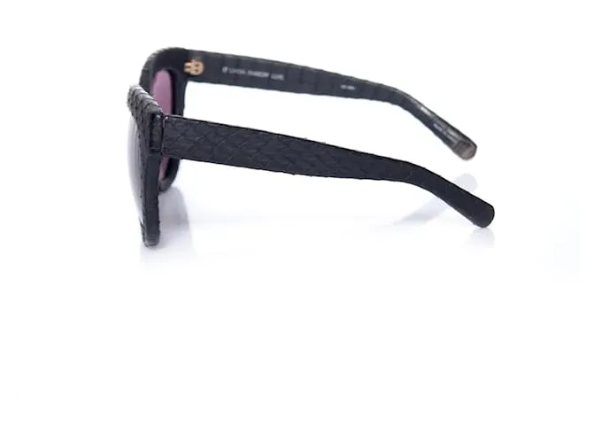 Autre Marque Linda Farrow Lujo, Gafas de sol estilo ojo de gato con piel de serpiente en negro. 