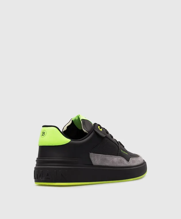 Balmain Black leather B-Court Flip sneakers with logo