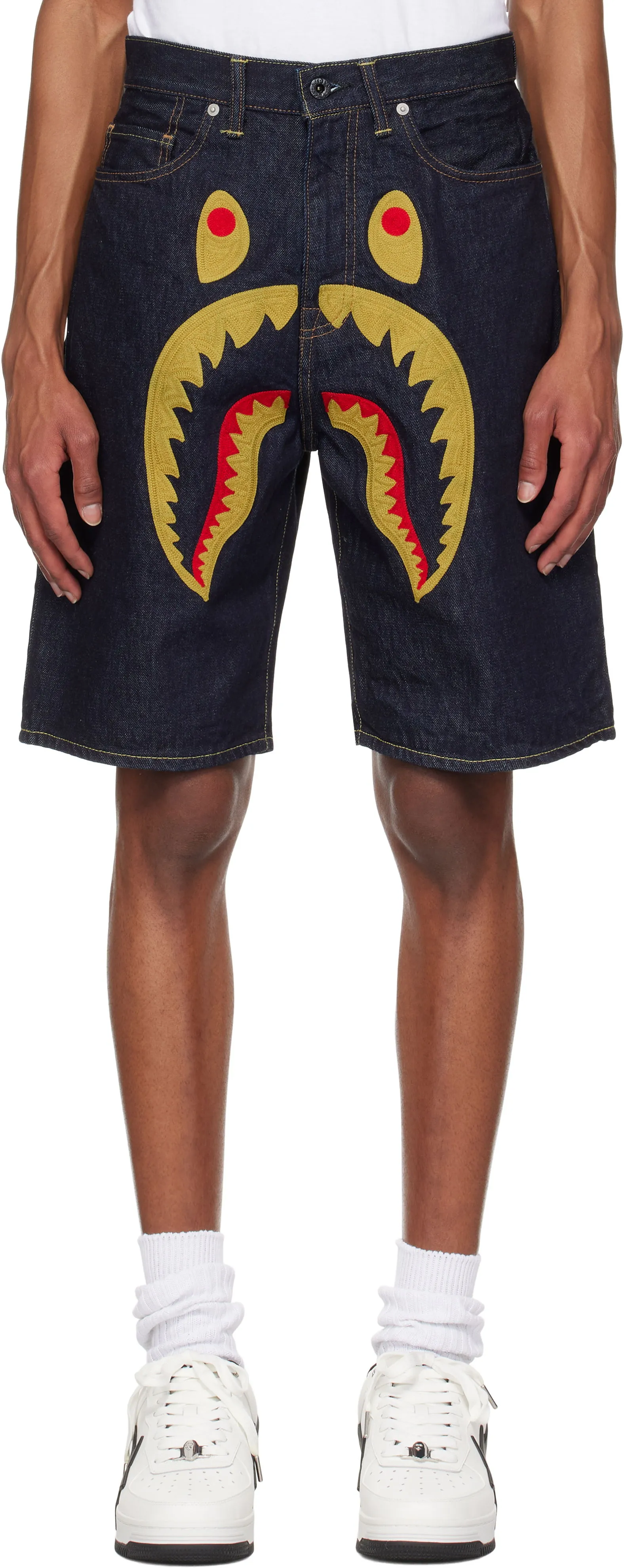 BAPE Denim Shorts With Applique