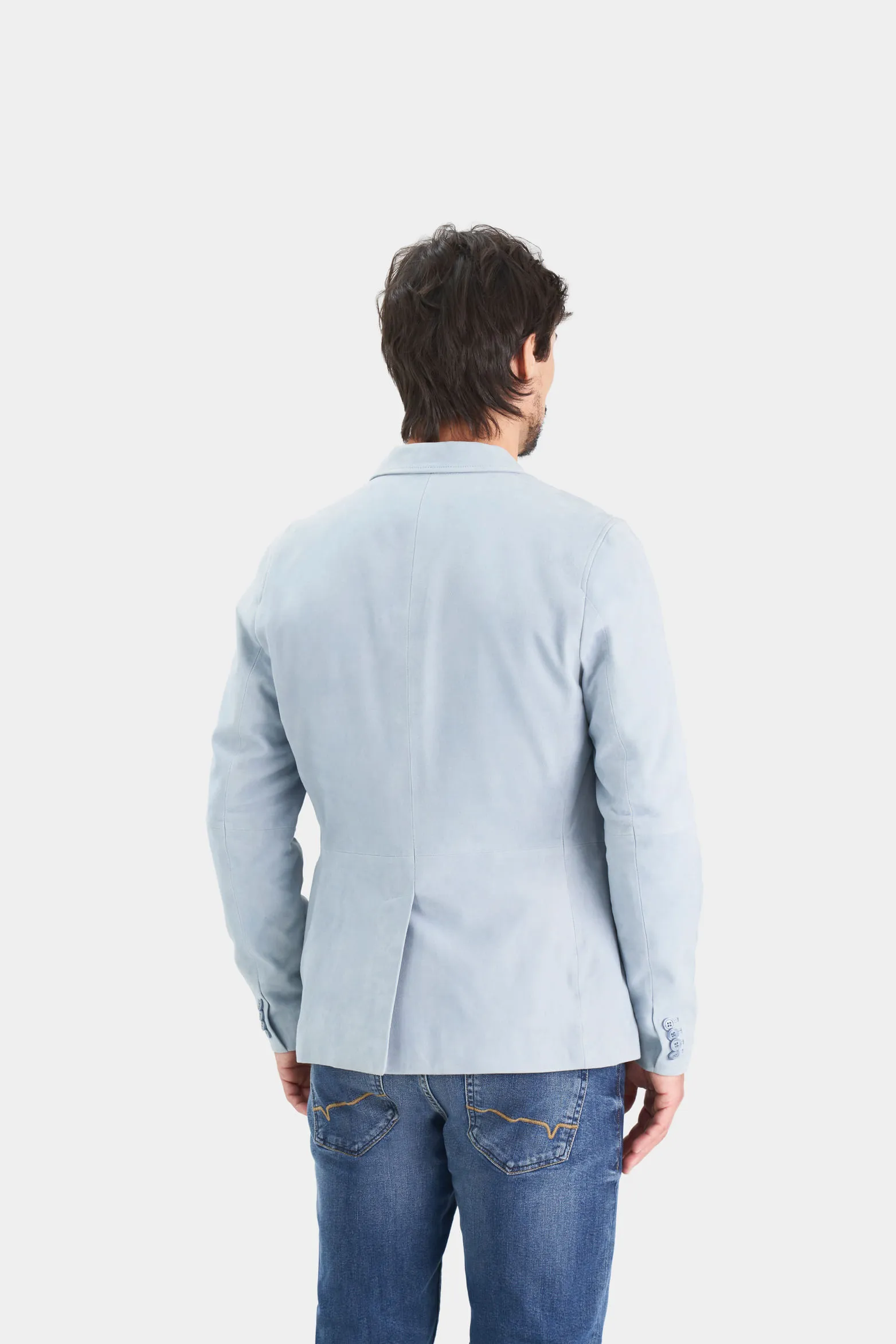 Blazer niger de gamuza para hombre fit semi ajustado