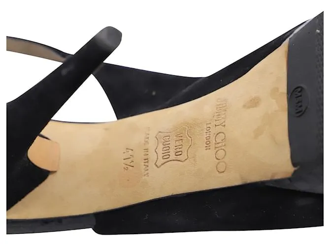 Bombas Jimmy Choo Open Toe Slingback en gamuza negra Negro 