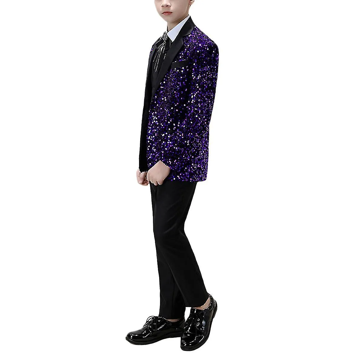 Boys Sequin Suit 3pcs Set Wedding Party Tuxedo