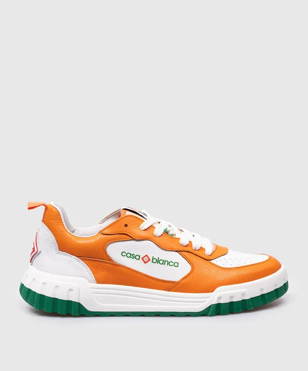 Casablanca The Court orange leather sneakers with logo