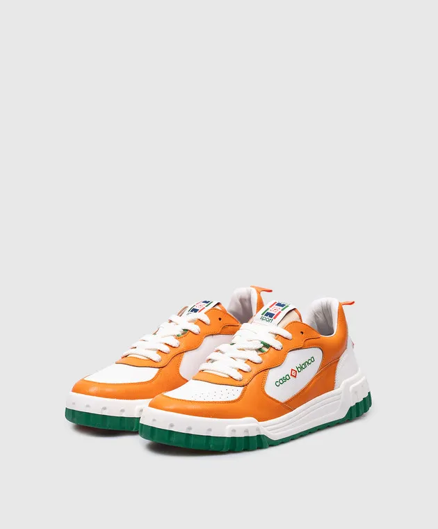 Casablanca The Court orange leather sneakers with logo