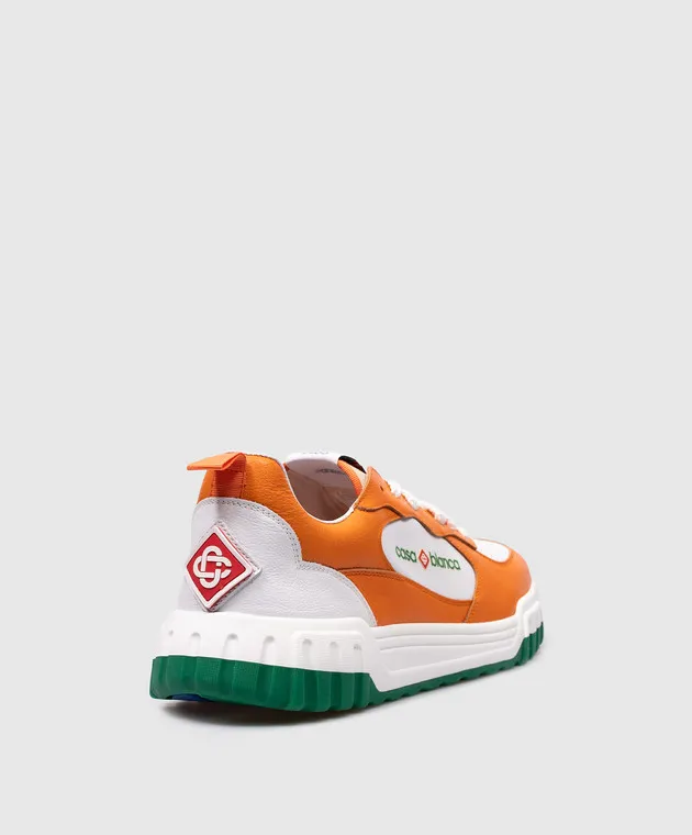 Casablanca The Court orange leather sneakers with logo