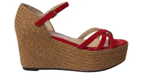 Cuña Plataforma Jimmy Choo Delaney en Gamuza Roja 