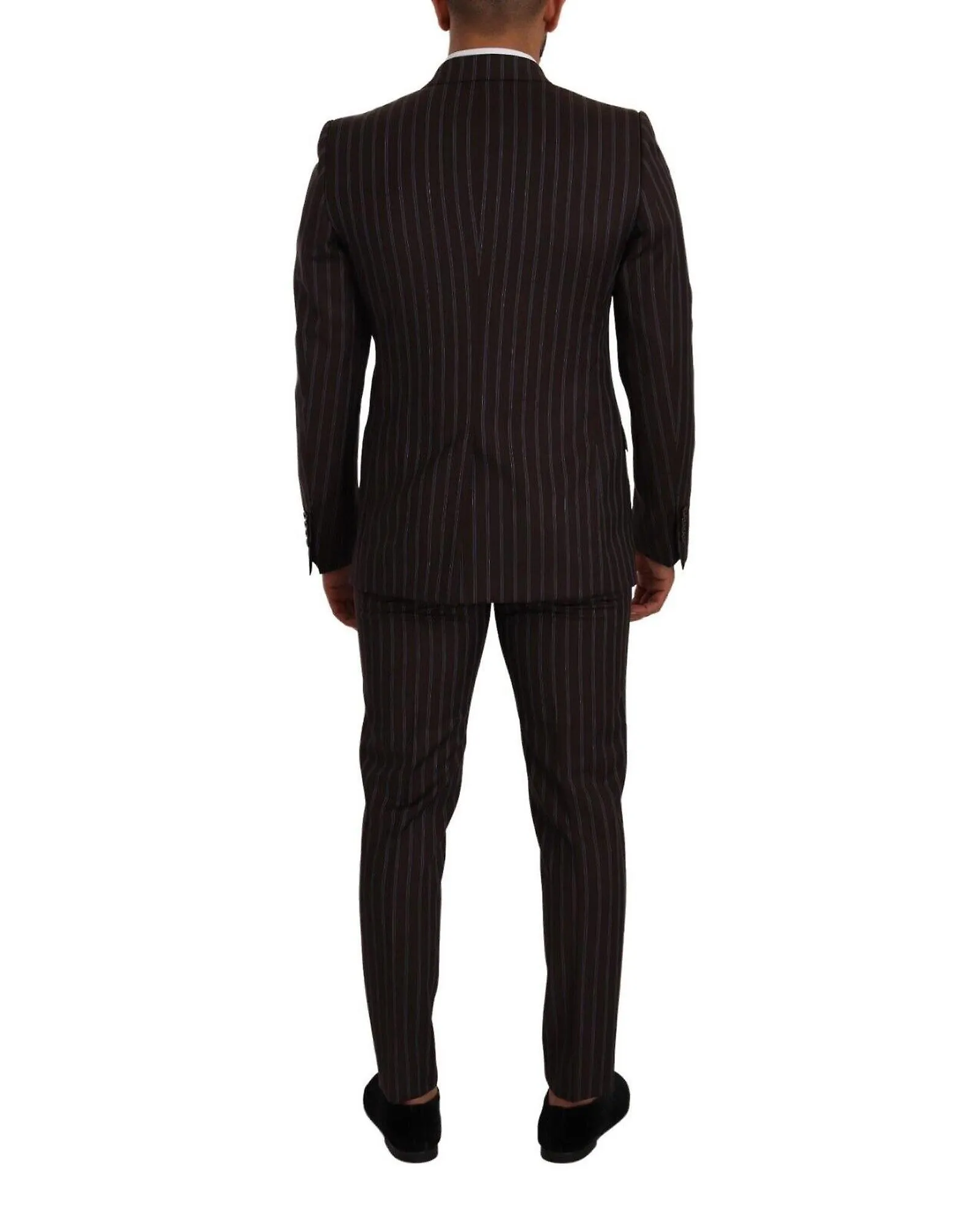 Dolce & Gabbana Maroon Striped Slim Fit 2 Piece Suit