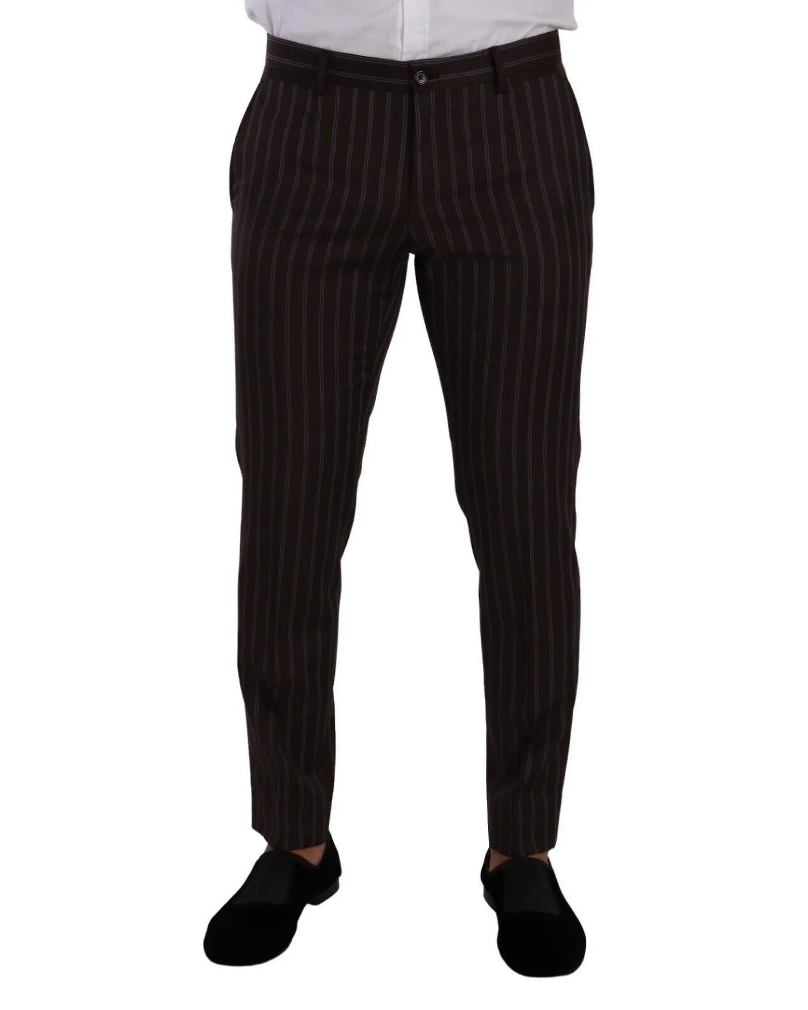 Dolce & Gabbana Maroon Striped Slim Fit 2 Piece Suit