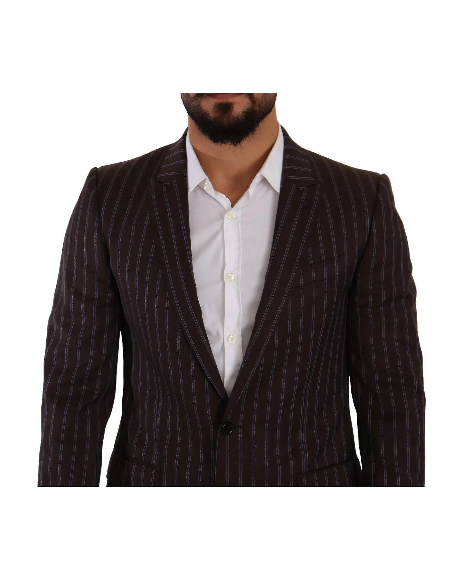 Dolce & Gabbana Maroon Striped Slim Fit 2 Piece Suit