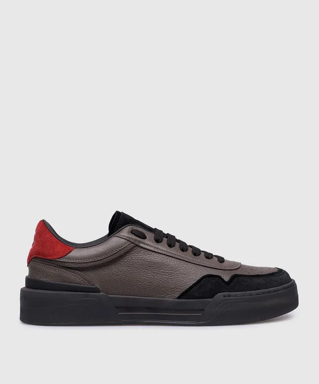 Dolce&Gabbana Brown leather sneakers from New Roma with logo