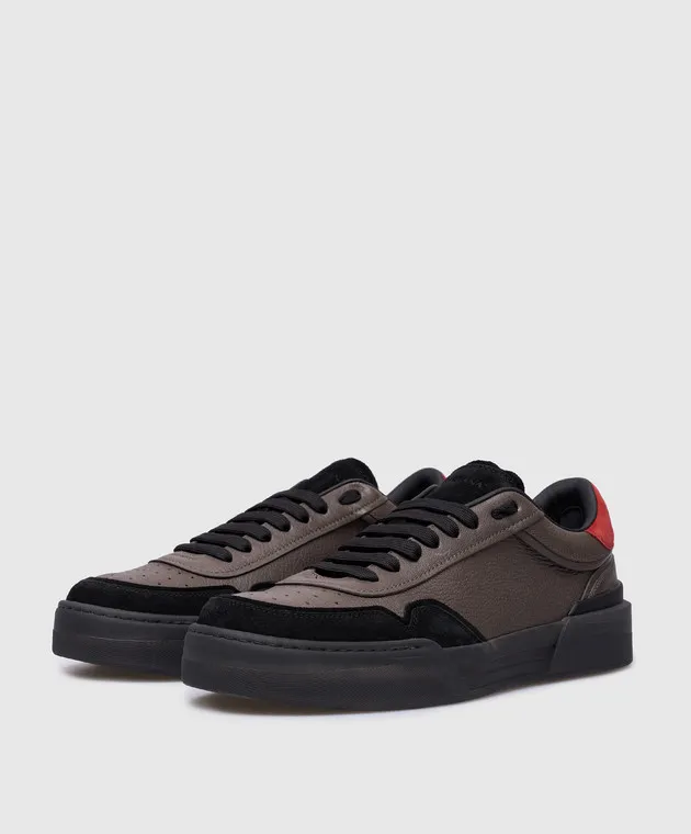 Dolce&Gabbana Brown leather sneakers from New Roma with logo