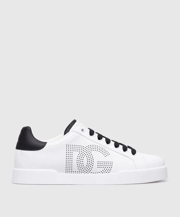 Dolce&Gabbana Portofino white leather sneakers with perforations