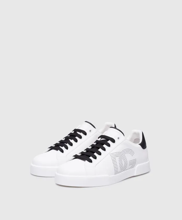 Dolce&Gabbana Portofino white leather sneakers with perforations