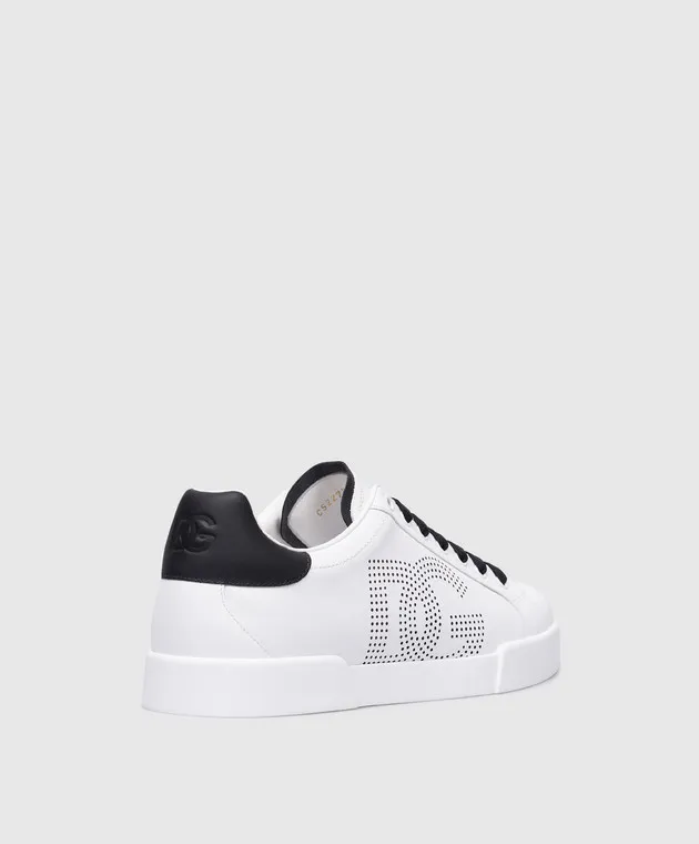 Dolce&Gabbana Portofino white leather sneakers with perforations