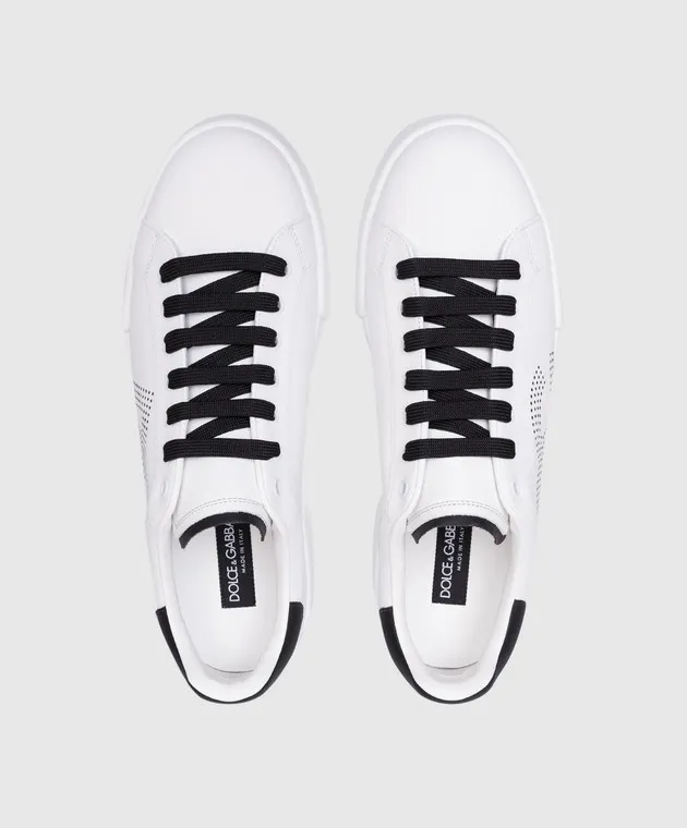 Dolce&Gabbana Portofino white leather sneakers with perforations