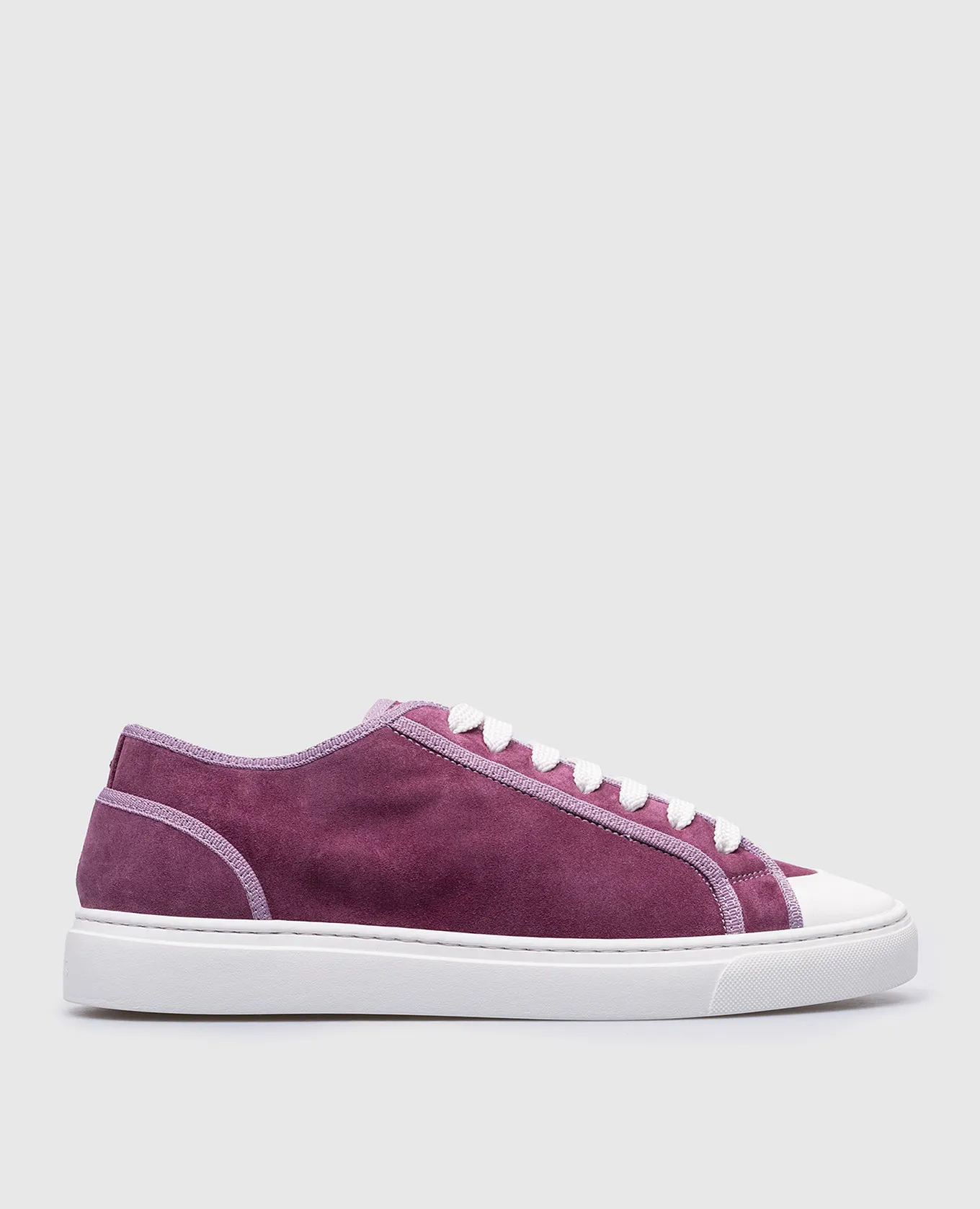 Doucal's Purple logo embossed suede sneakers