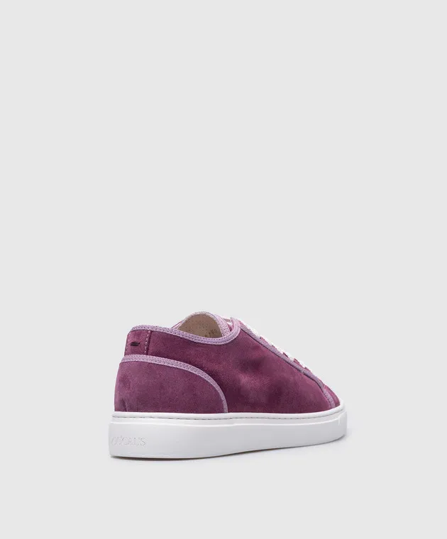 Doucal's Purple logo embossed suede sneakers