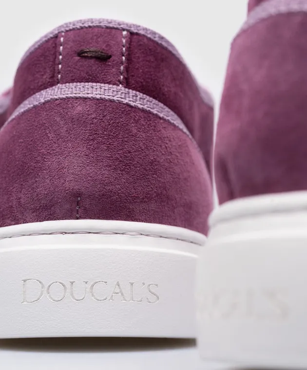 Doucal's Purple logo embossed suede sneakers