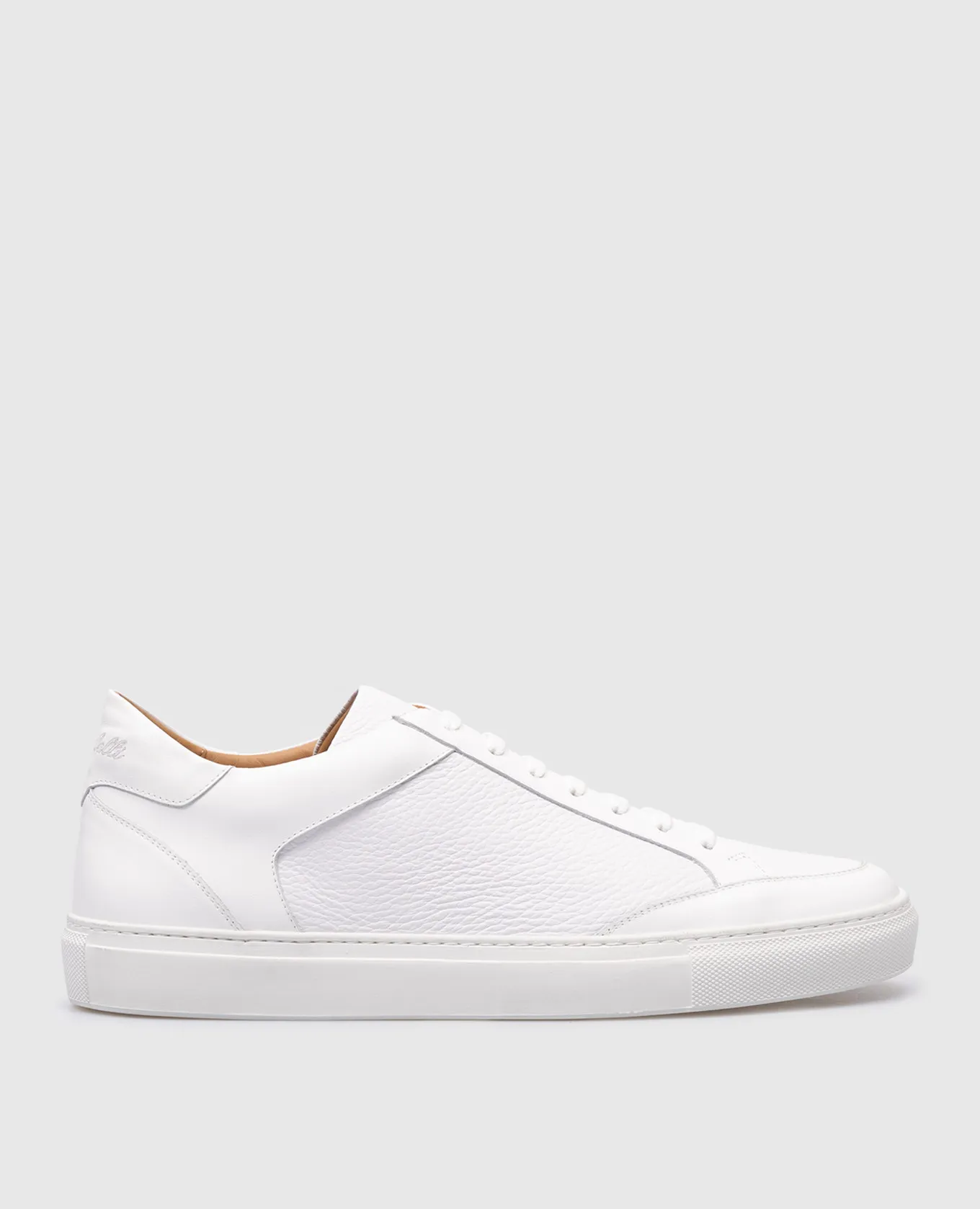 Enrico Mandelli White leather sneakers with logo embroidery