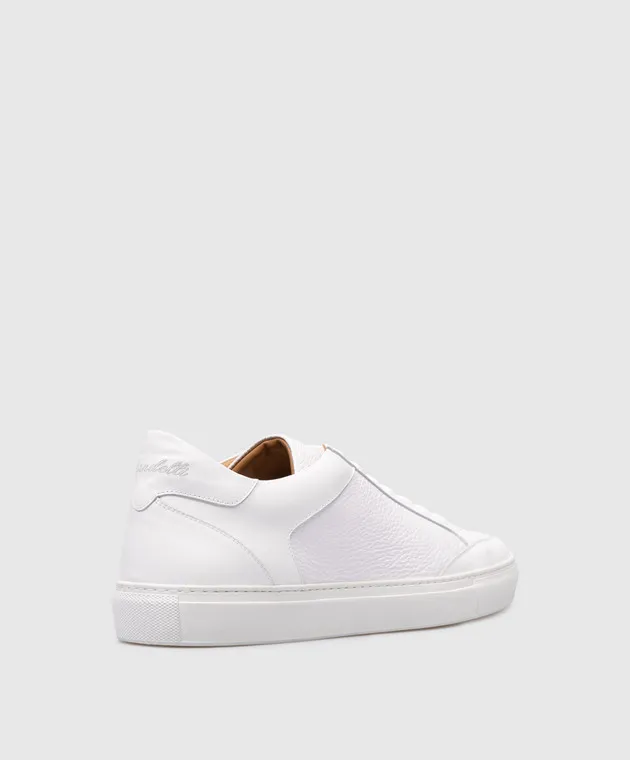 Enrico Mandelli White leather sneakers with logo embroidery