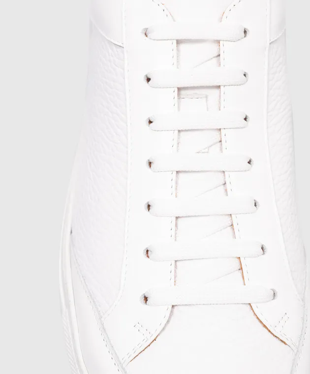 Enrico Mandelli White leather sneakers with logo embroidery