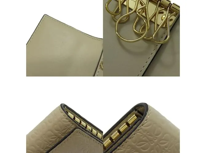 Estuche para llaves con patrón de anagrama Loewe Repeat Beige 