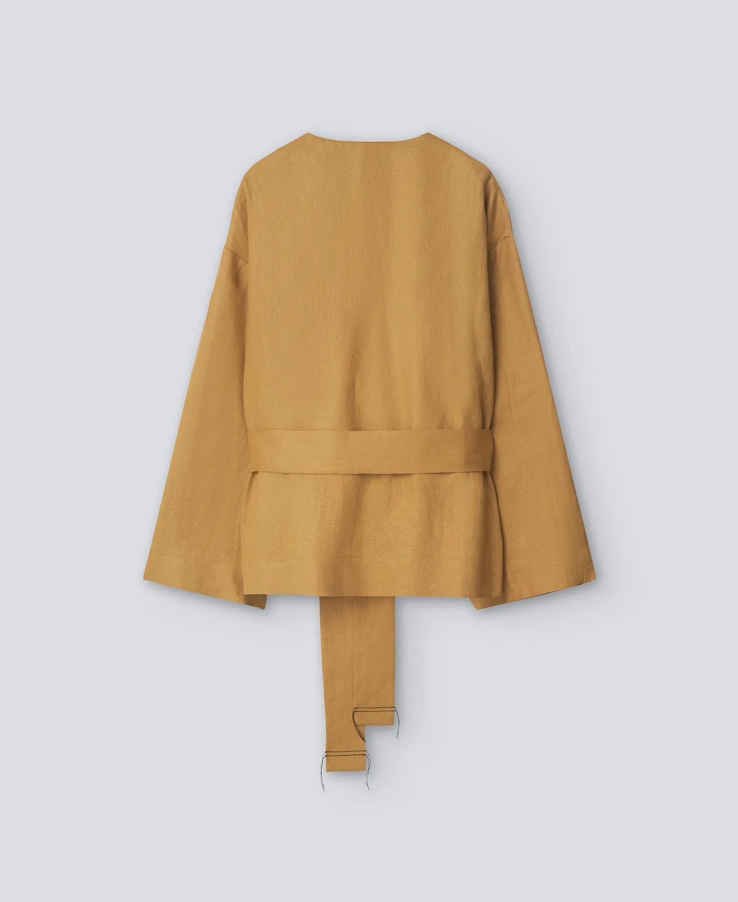 European linen yellow jacket woman