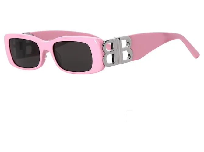 Gafas de sol rectangulares Balenciaga BB0096S-012 en acetato rosa Castaño 