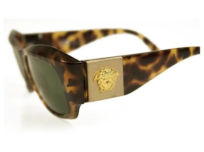 Gianni Versace95 Gafas de sol raras de Medusa en tono dorado marrón tortuga vintage Castaño 