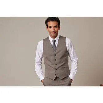 Men's Taupe melange Suit Waistcoat - LAZARE