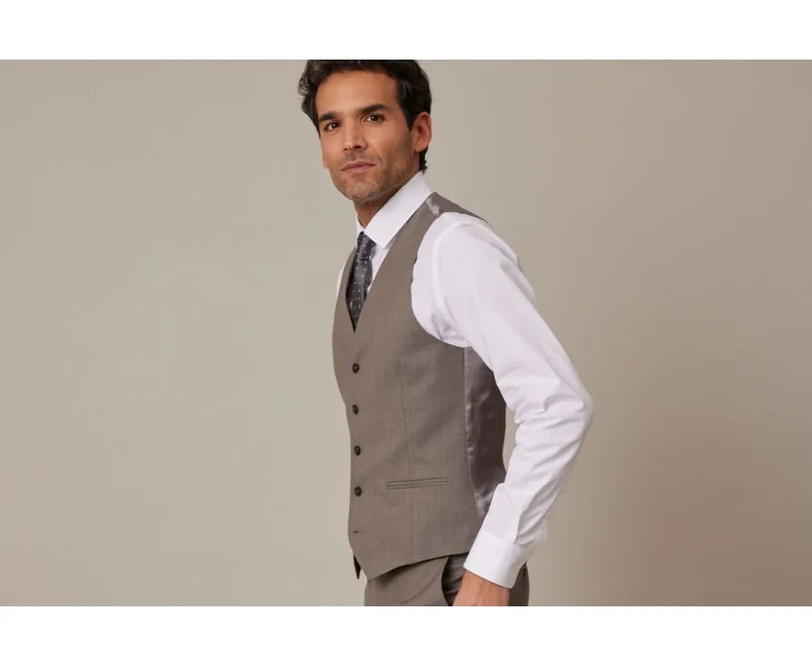 Men's Taupe melange Suit Waistcoat - LAZARE