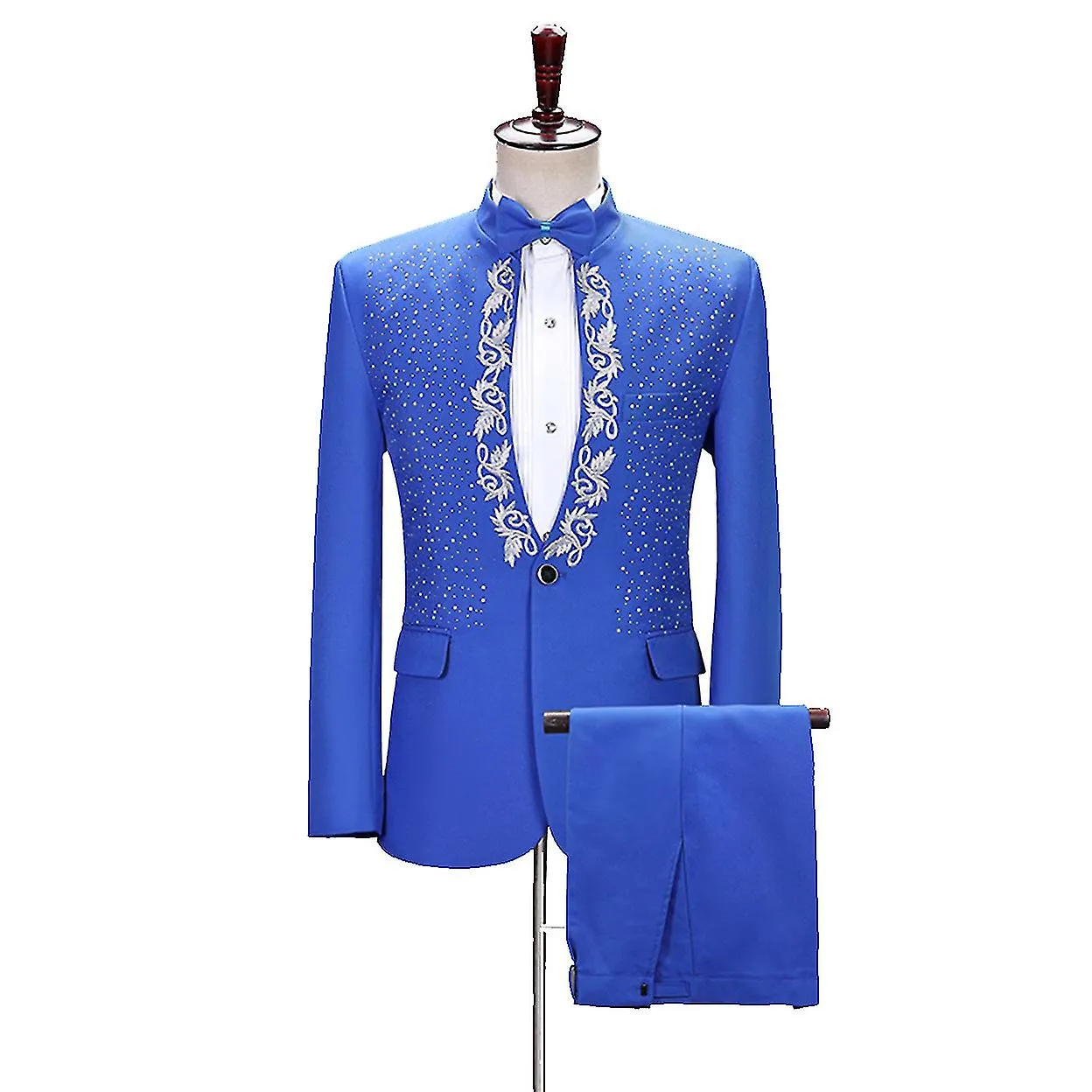 Men's 2 piece suit slim  Embroidered diamonds suit