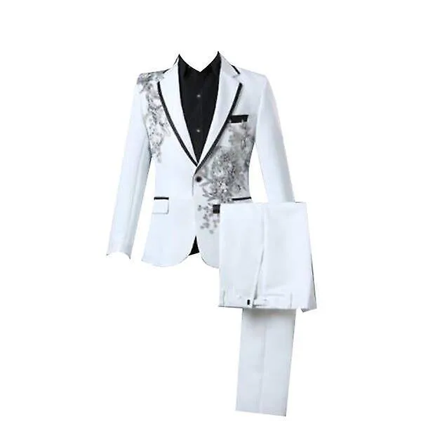 Men's Two-piece Suit Stage Performance Costume Sequin Embroidered Wedding Suit