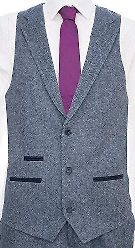 Mens Light Blue 3 Piece Tweed Suit Herringbone Wool