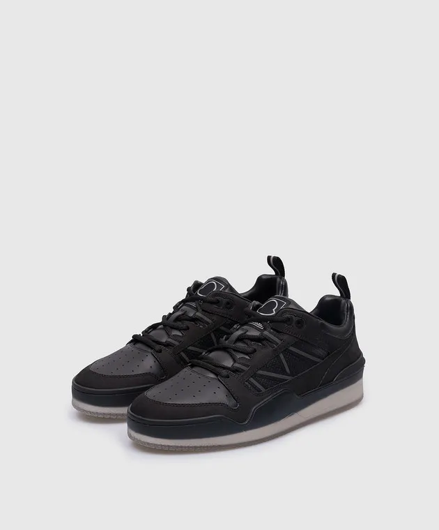 Moncler Black logo Pivot leather sneakers