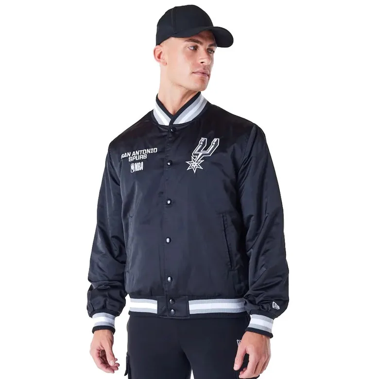 New Era NBA Milwaukee Bucks Satin Bomber Jacket "Black"