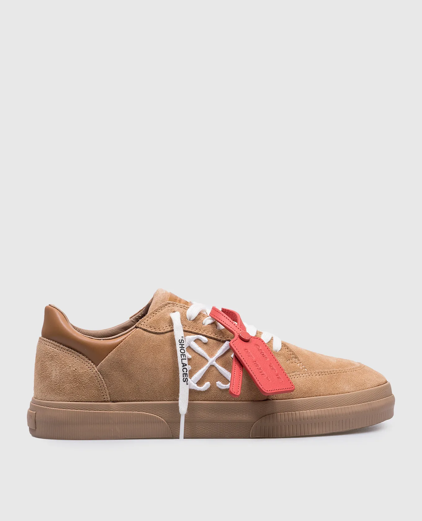 Off-White New Low Vulcanized beige suede sneakers with logo