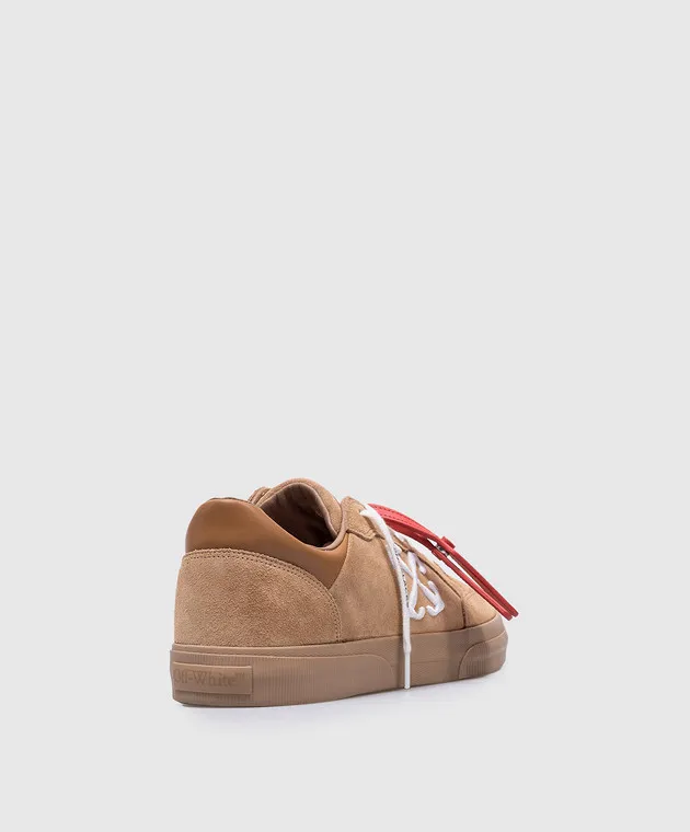 Off-White New Low Vulcanized beige suede sneakers with logo