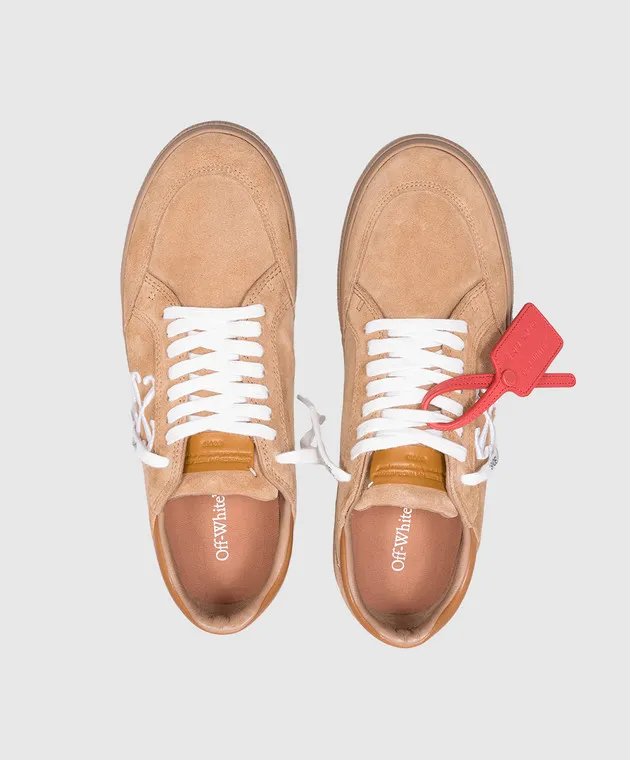 Off-White New Low Vulcanized beige suede sneakers with logo