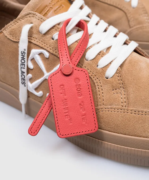 Off-White New Low Vulcanized beige suede sneakers with logo