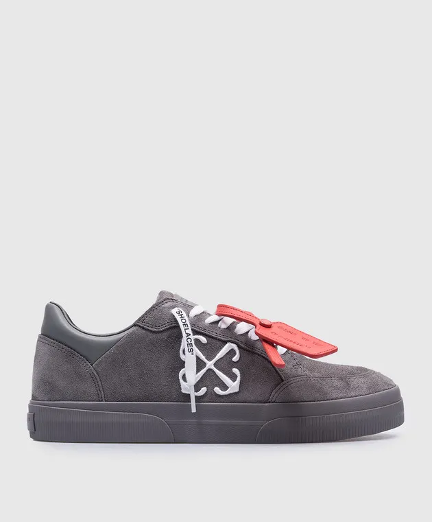 Off-White New Low Vulcanized gray suede sneakers with logo